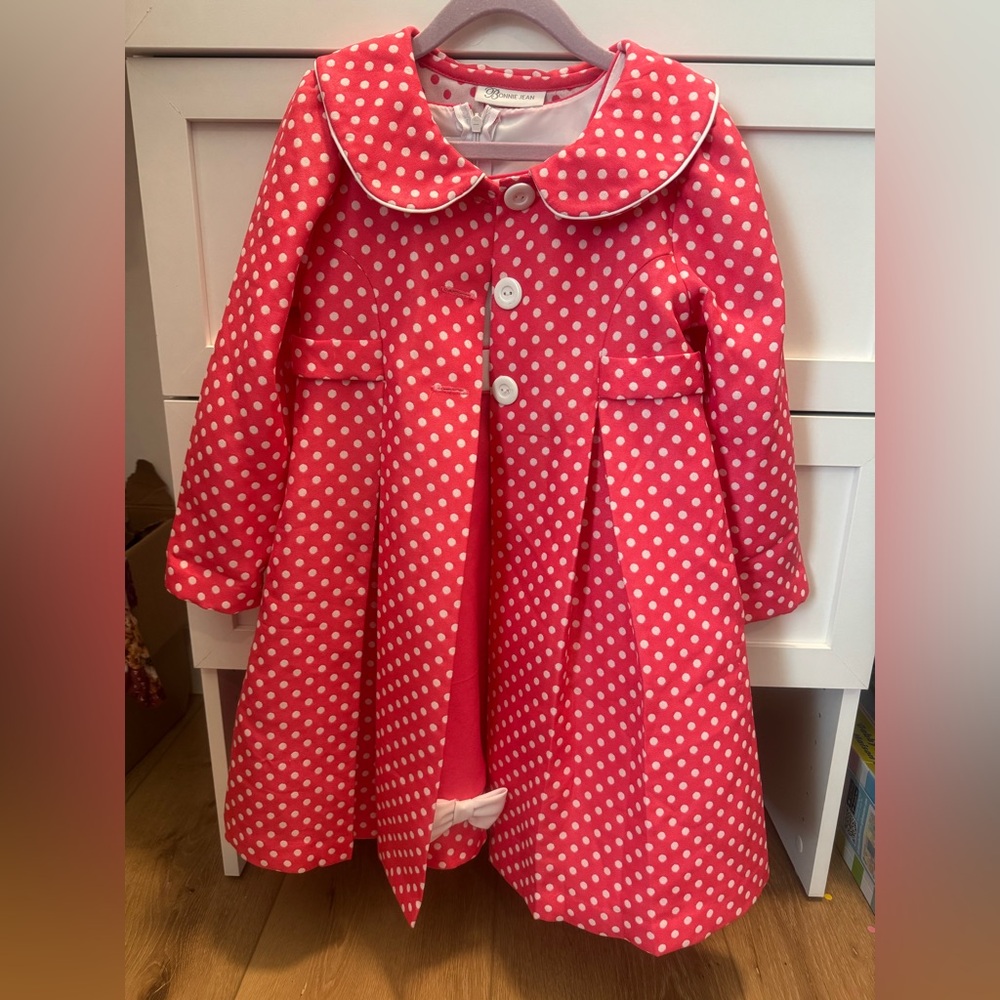Bonnie Jean Bright Pink Polka Dot Dress and Jacket